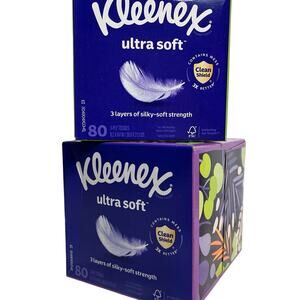 2 Boxes Kleenex Ultra Soft Facial Tissues - Cube Box